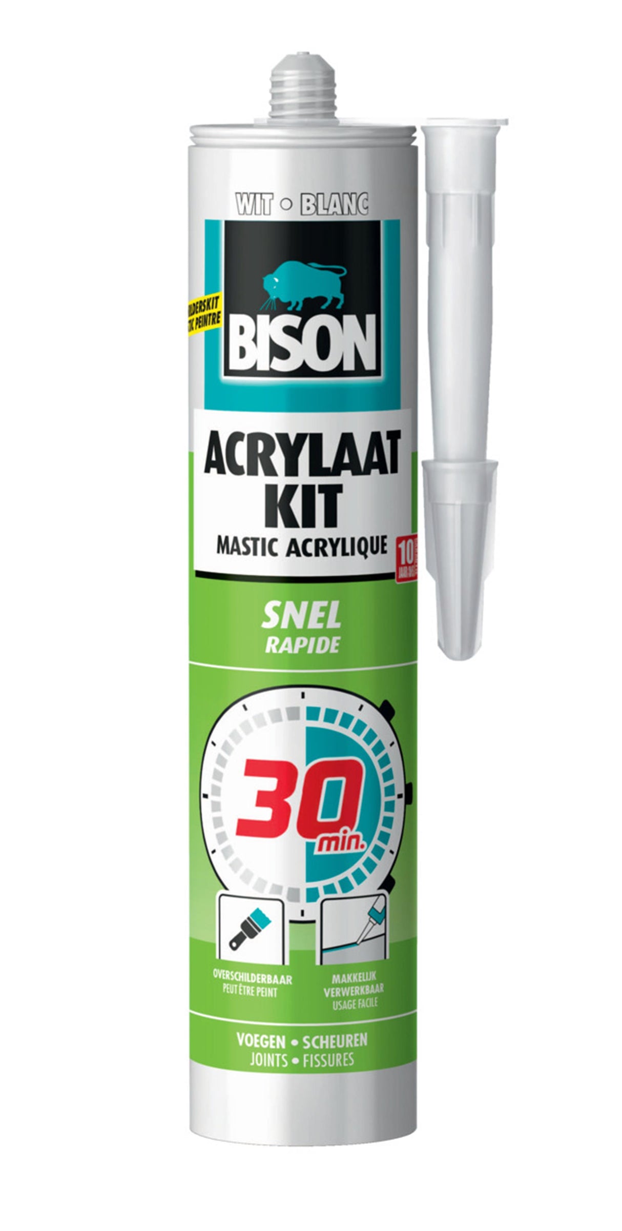 Bison akryl fugemasse 30 minutter 310 ml hvid
