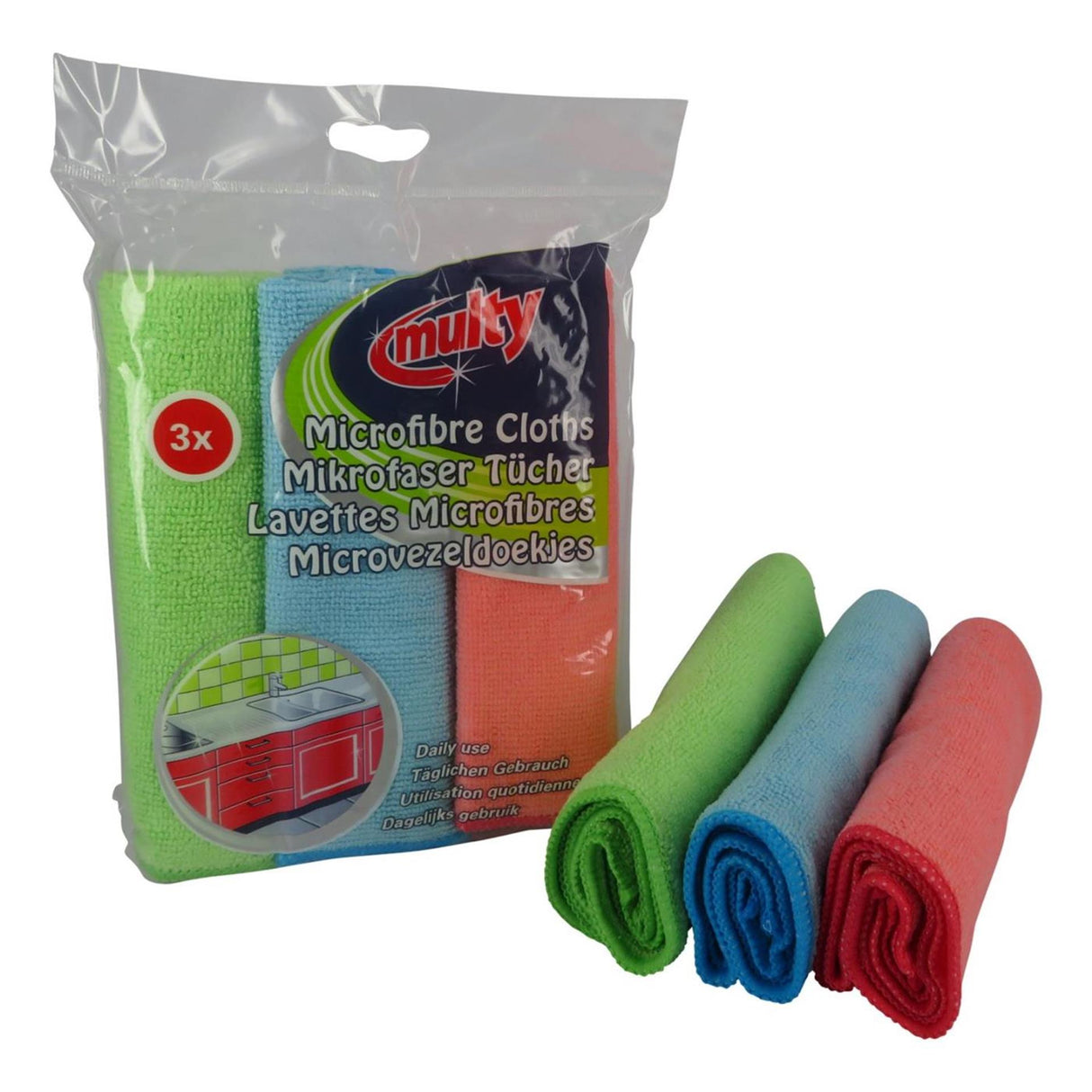 Multimikrofiberklude 35x35cm 250gr m2 pakke med 3 stk.