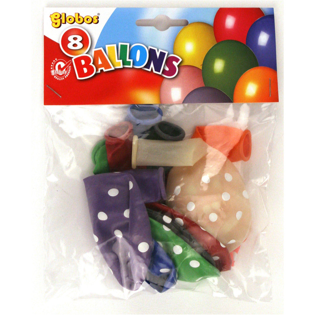 Globos ballon med prikker 8 stk