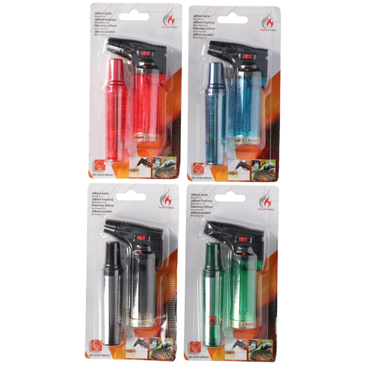 Flame classics turbo lighter jet flamme med refill 11cm