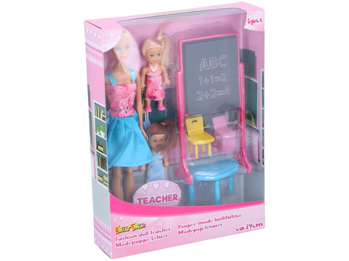 Eddy legetøj mode dukke lærer 29cm mode dukke lærer 29cm 6-delt sæt
