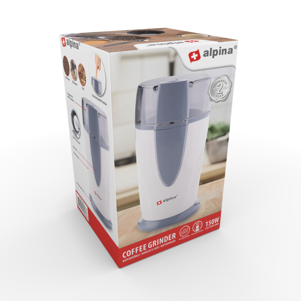 Alpina elektrisk kaffekværn 150w hvidgrå