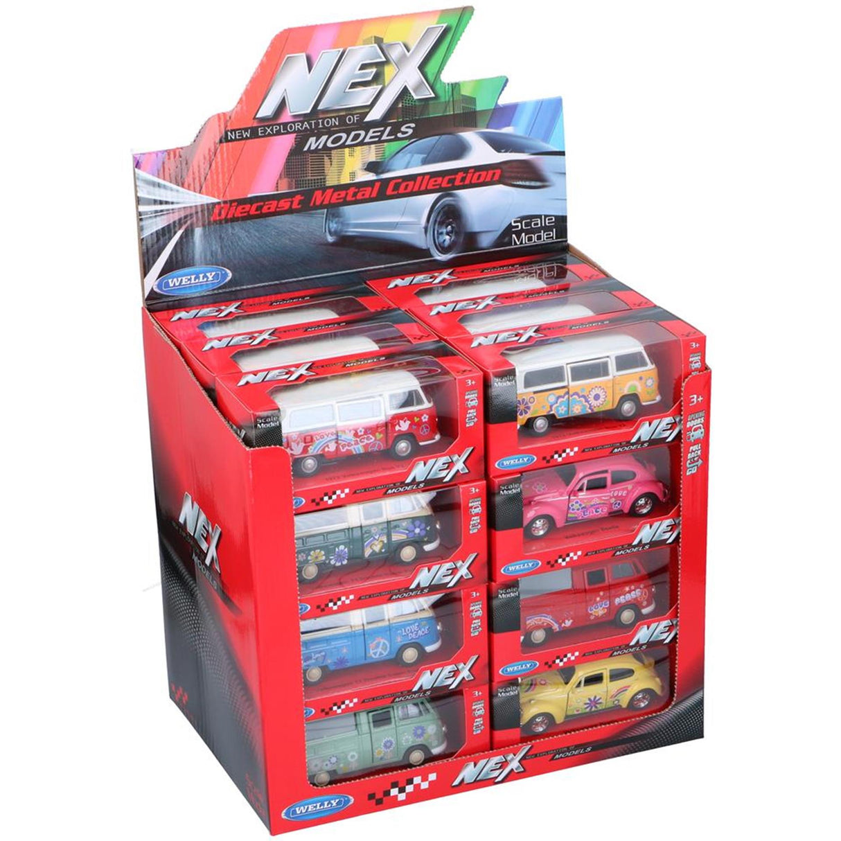 Welly hippie bil eller bus pull back 11,5x4,5x4cm