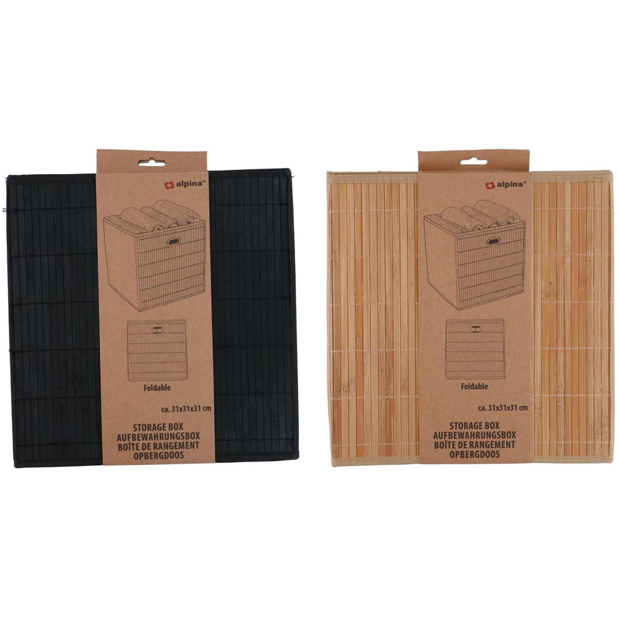 Alpina opbevaringsboks bambus 31x31x31 cm