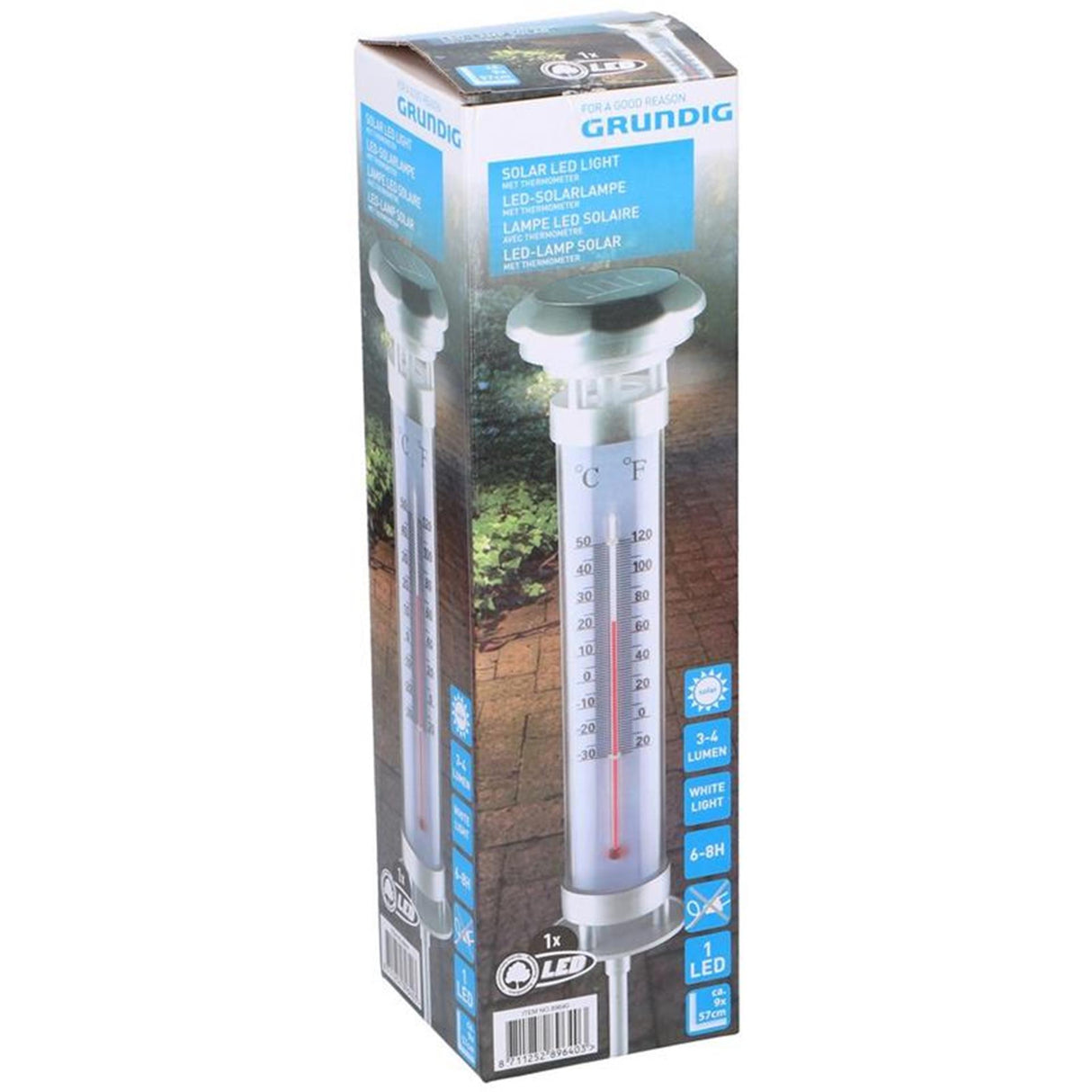 Grundig solcellelampe termometer 9x57cm