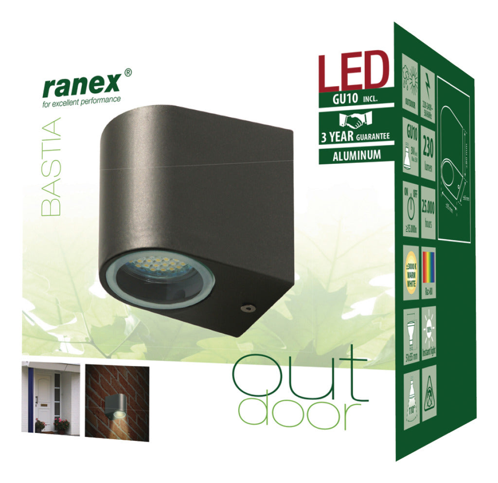 Ranex RA-5000332 LED udendørs væglampe lavet af rustfrit stål