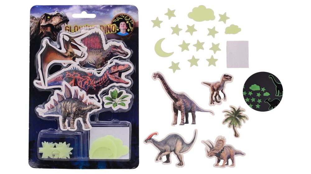 Johntoy glød i mørket dino wallstickers 2 as