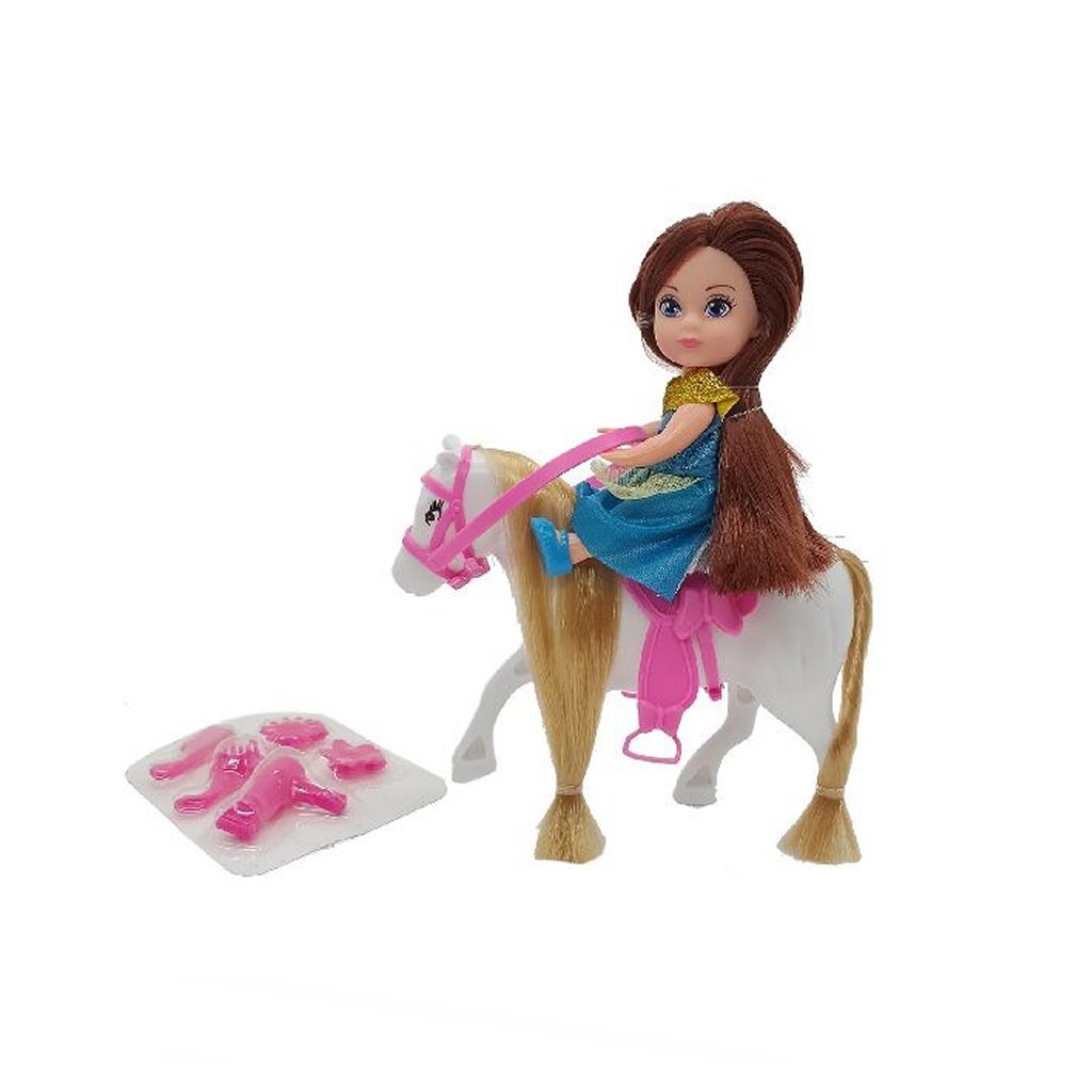 Basic calleigh minihest med dukke + tilbehør