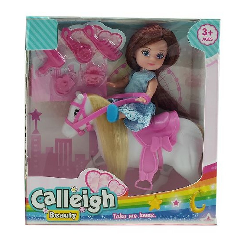 Basic calleigh minihest med dukke + tilbehør