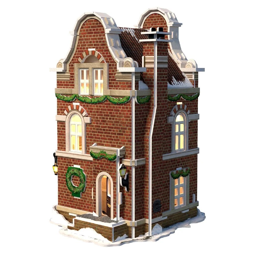 Cubic sjovt 3D puslespil Hollandsk hus vinter ost butik + lys 60 stykker