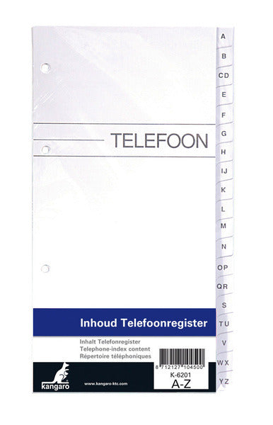 Kangaro k-6201 indhold til telefonregister a-z 4-hul
