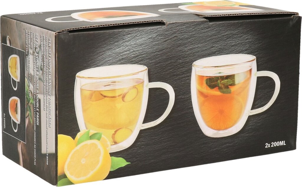 Bar essentials dobbeltvægget sæt af 2 med håndtag 200 ml