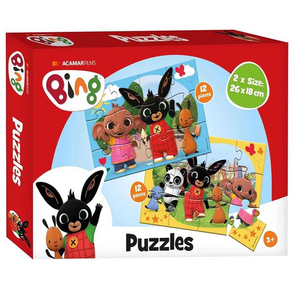 Bing puslespil 2x12 brikker 3+. 27,5x19x5,5 cm