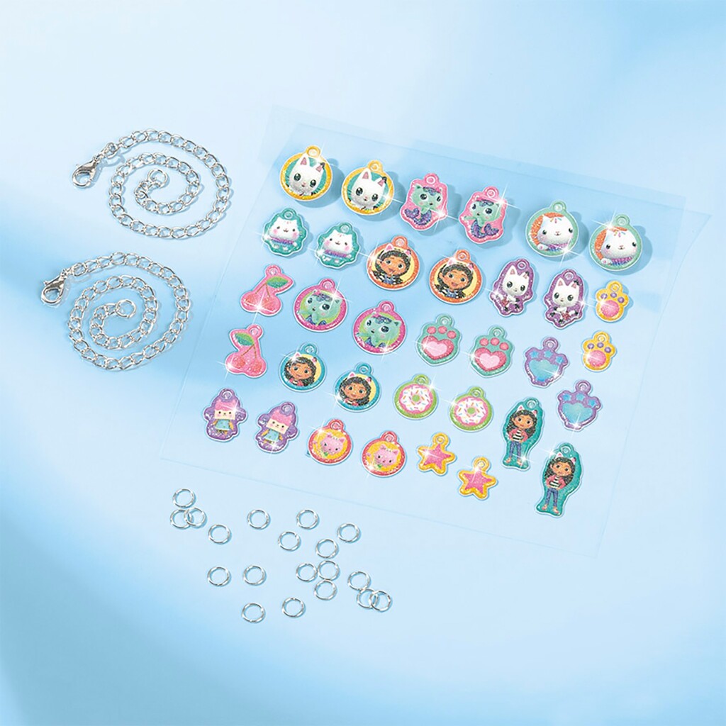 Totum Gabbys dukkehushåndværkssæt 2 i 1 glitter charmearmbånd til at lave blæsepenne og skabeloner Gabbys dukkehus kreativt legetøj piger gavetip