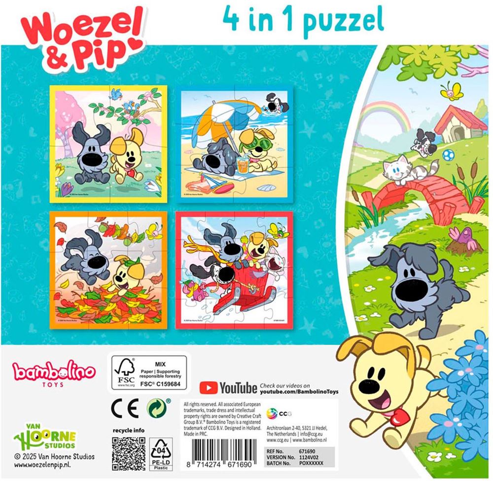 Bambolino woezel pip puslespil 4 i 1. 3+