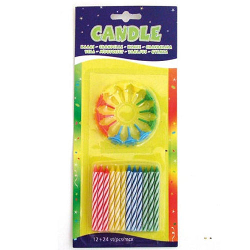 Basis fødselsdagslys + holder 36 stk