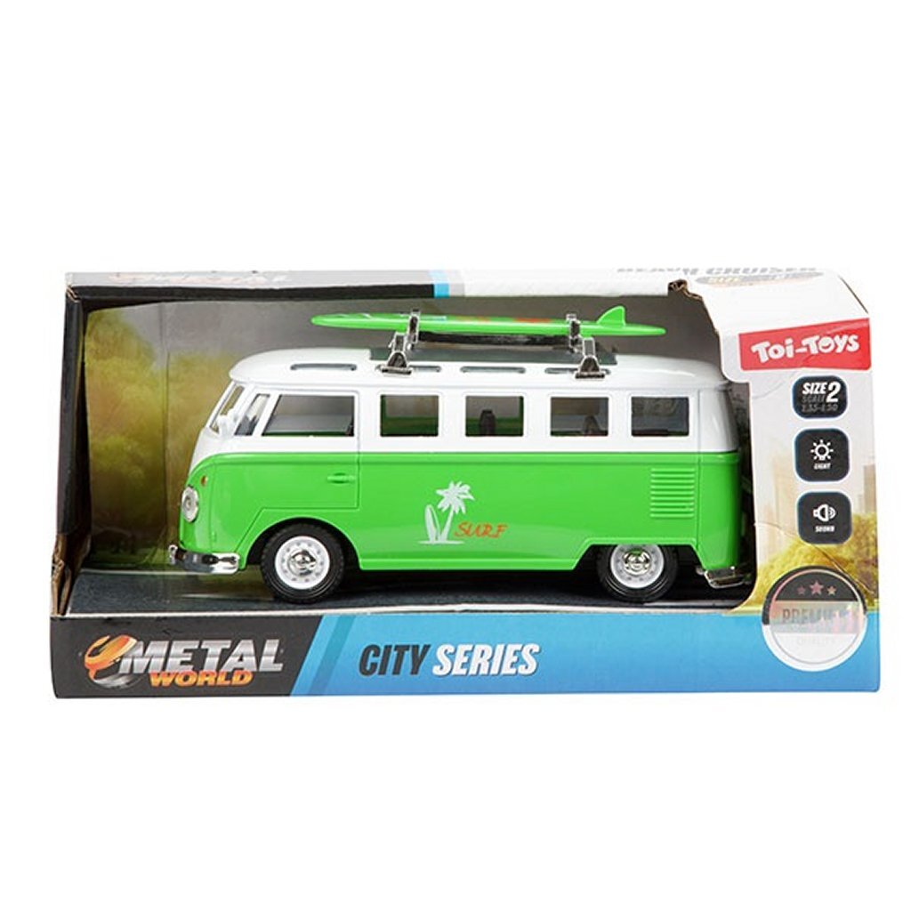Metal VW bus + lys og lyd assorteret