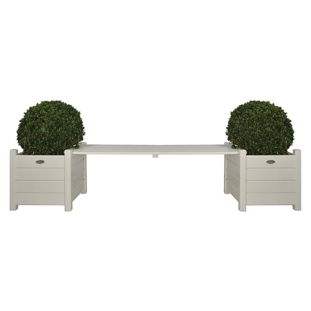 Esschert Design Bank med planter hvid CF33W