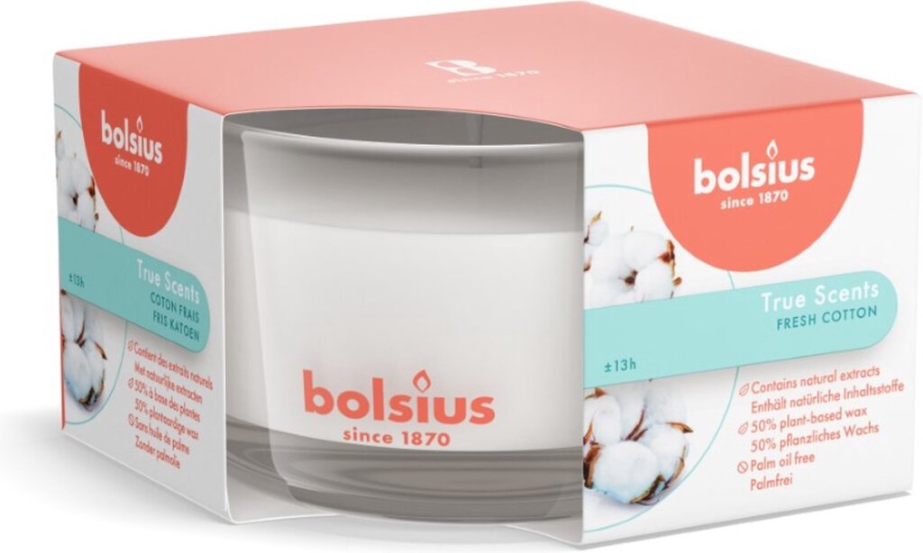 Bolsius duftglas 50 80 ts frisk bomuld