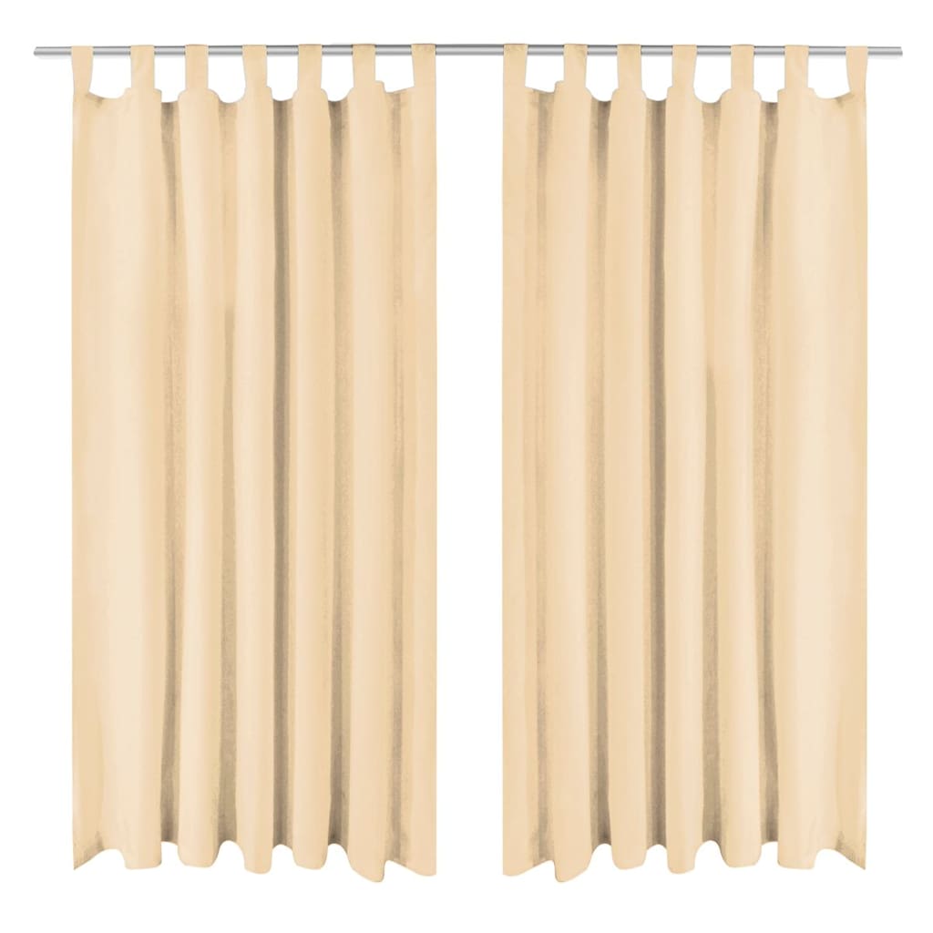 Vidaxl mikro-satin gardiner med løkker 140x175 cm beige 2 stk