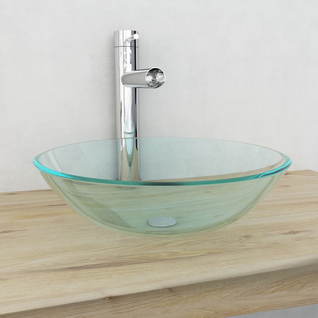 Vidaxl Washbasin hærdet glas 42 cm gennemsigtig