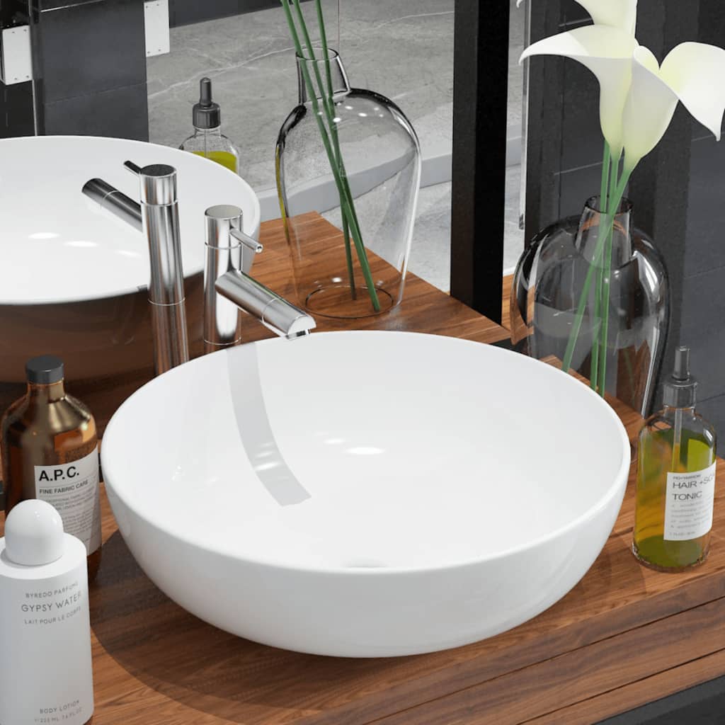 Vidaxl Washbasin Round White 41,5x13,5 cm keramik