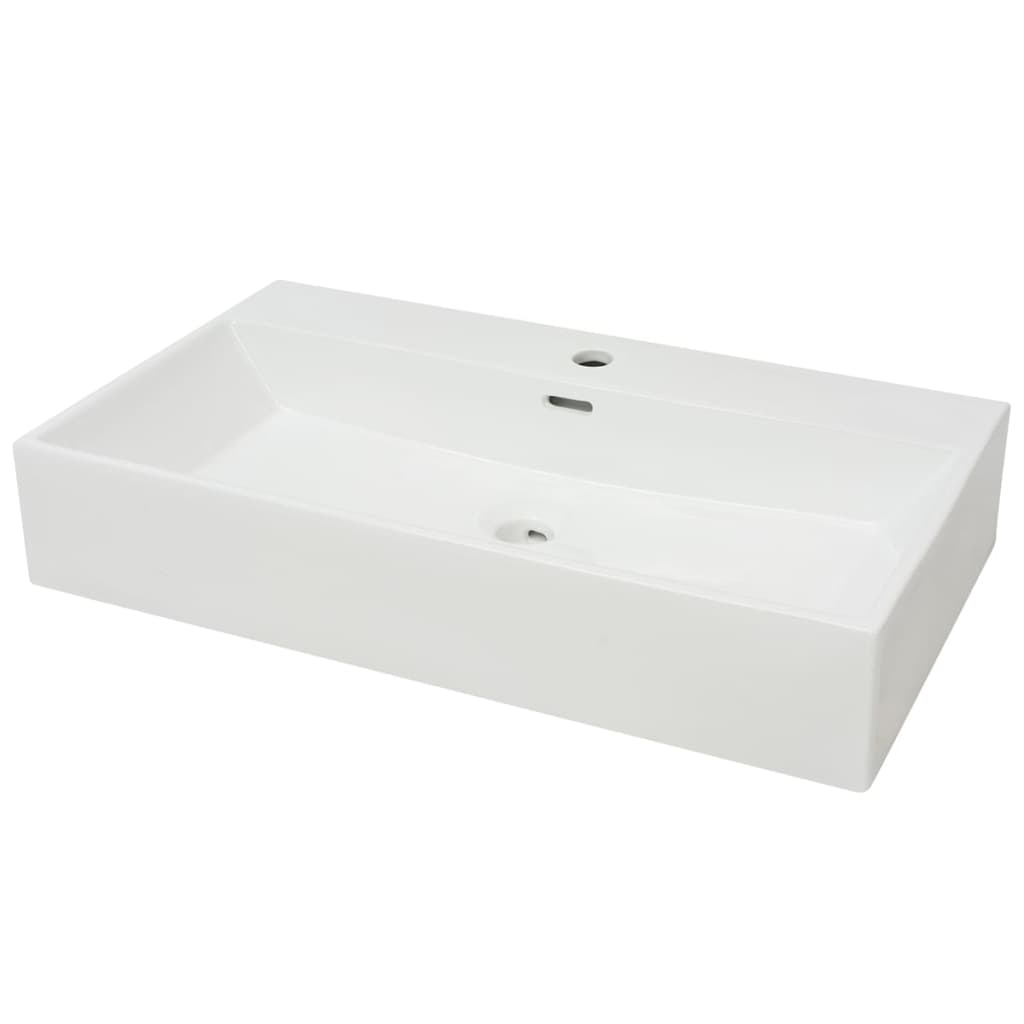 Vidaxl Washbasin med taphole White 76x42.5x14,5 cm Malermiek