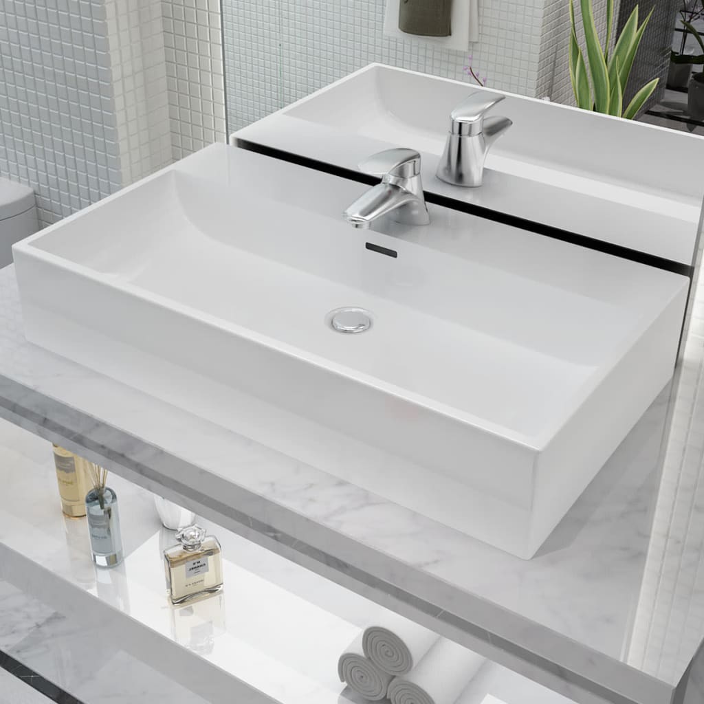 Vidaxl Washbasin med taphole White 76x42.5x14,5 cm Malermiek