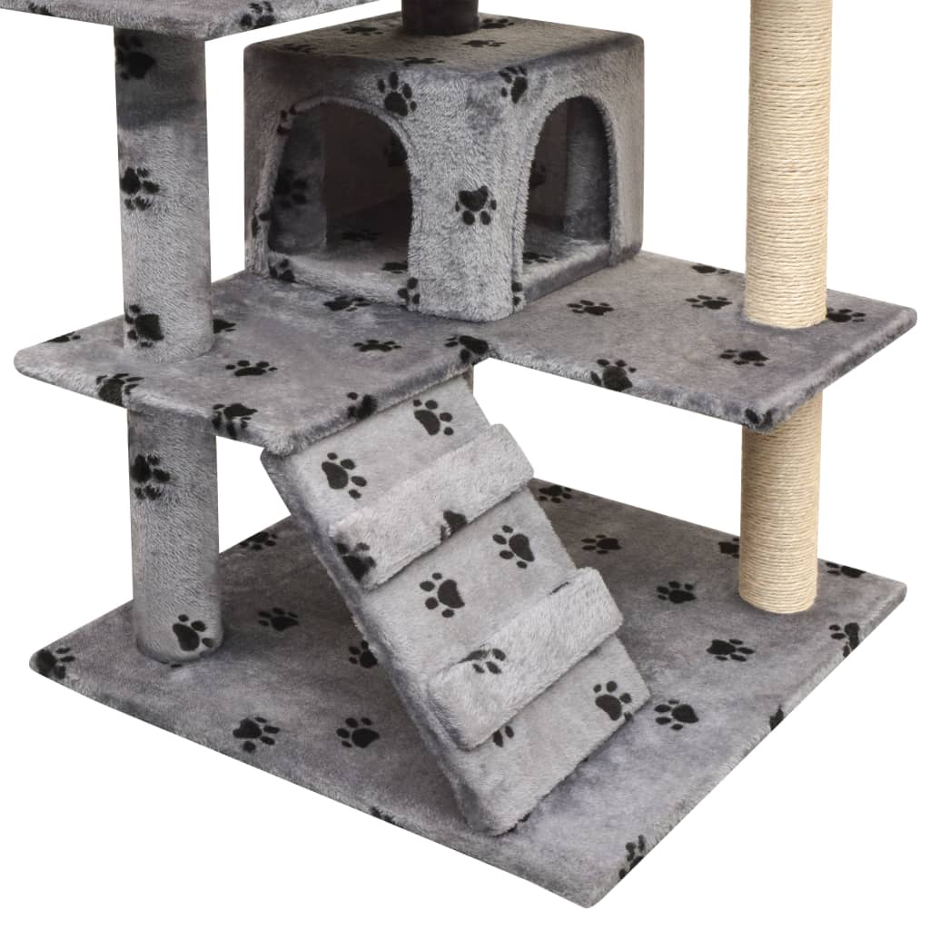 Vidaxl Cat Scratching Post med sisal skrabe poster 125 cm pootprints grå