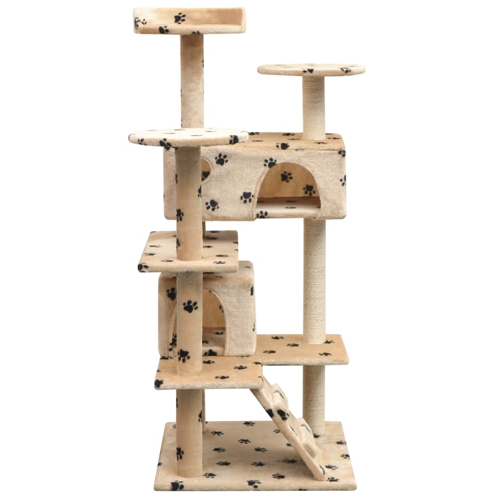 Vidaxl kat kradsestolpe med sisal kradsestolpe 125 cm pote print beige