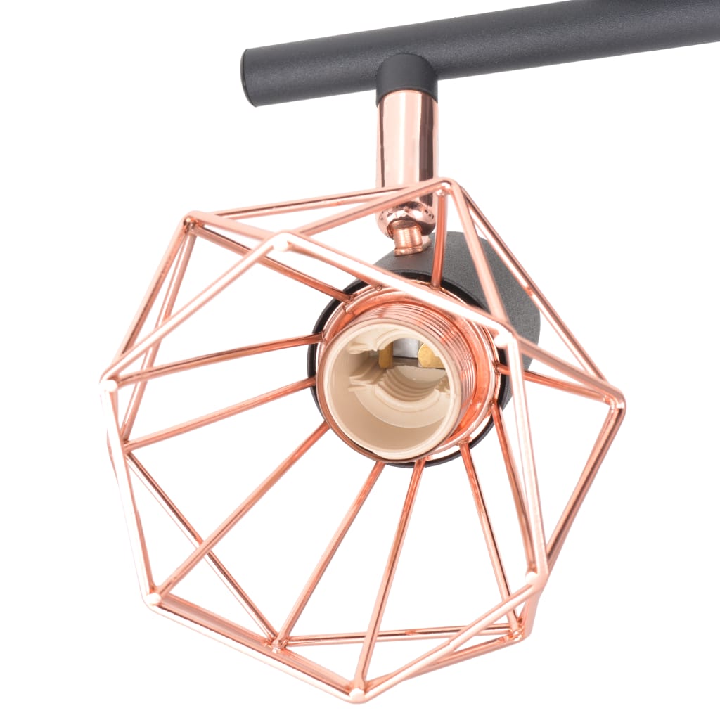 Vidaxl loftslampe med 6 spotlights E14 sort og kobber