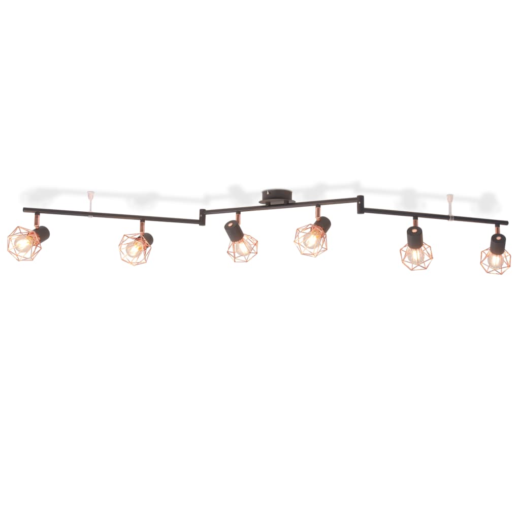 Vidaxl loftslampe med 6 spotlights E14 sort og kobber
