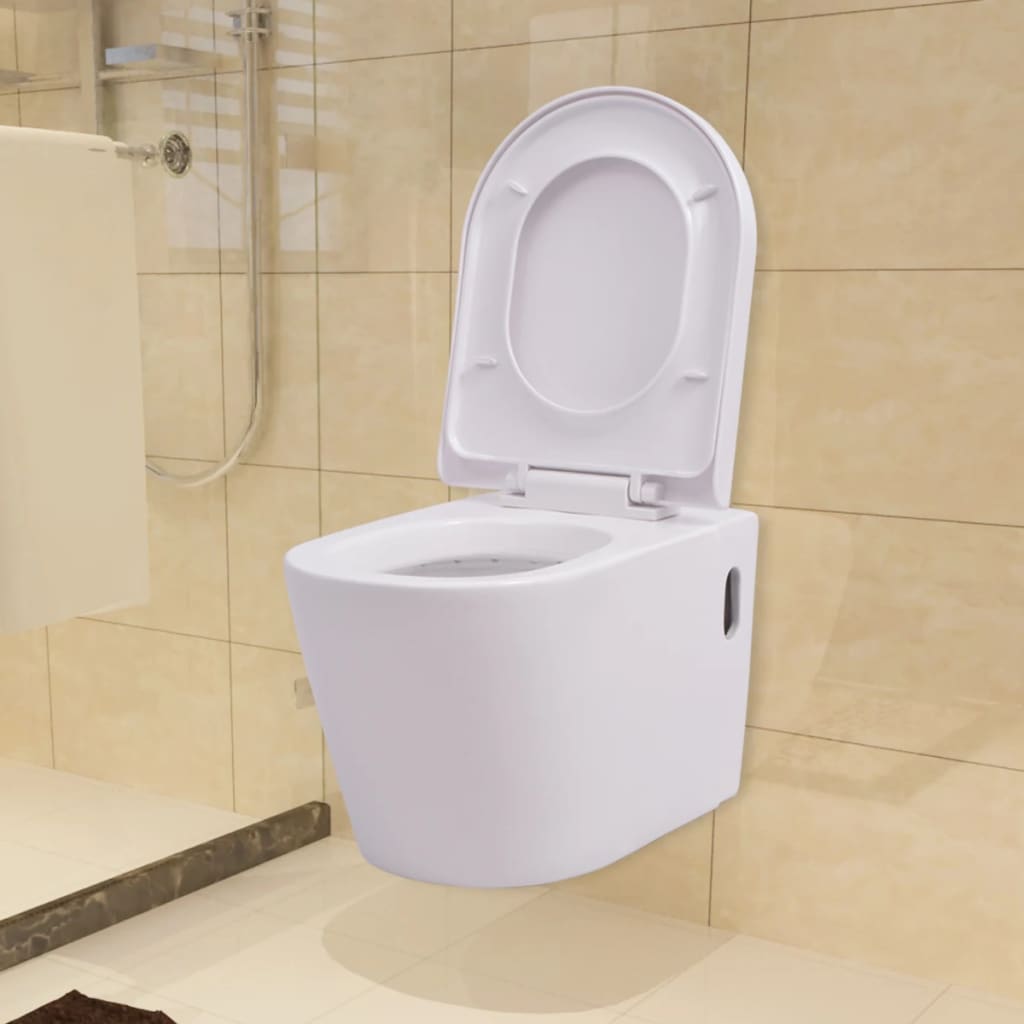 Vidaxl hængende toilet med skjult cistern keramisk hvid