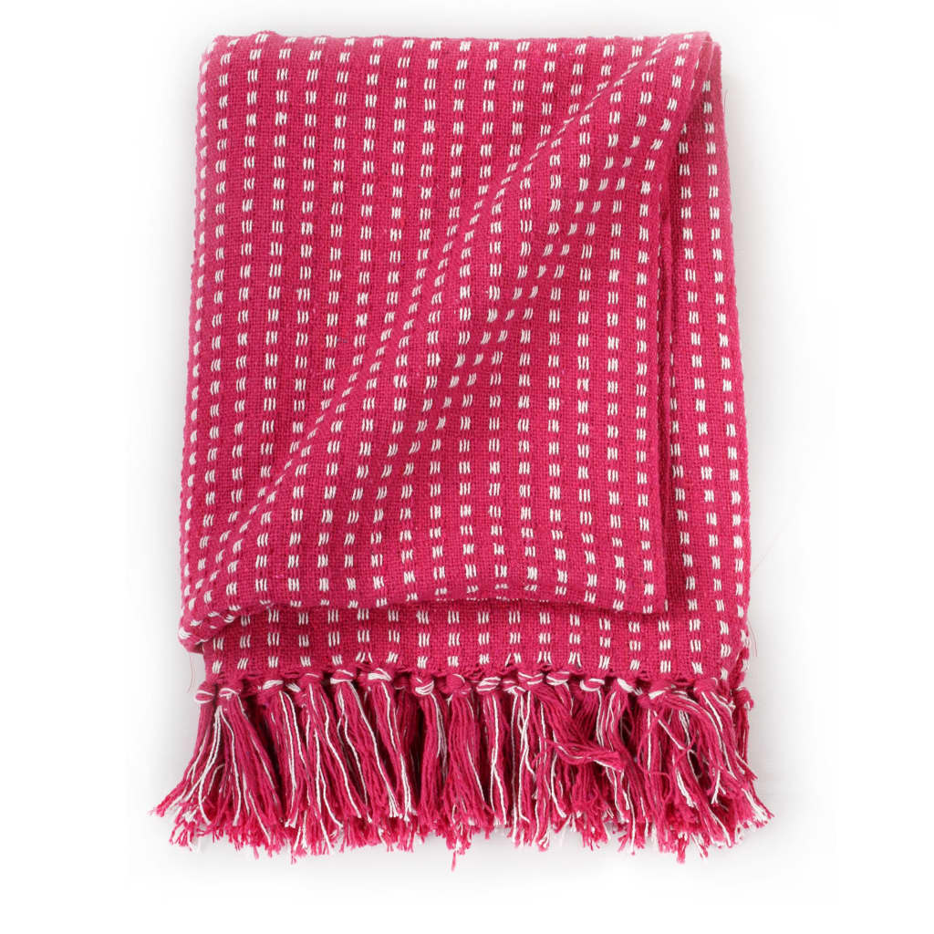 Vidaxl Plaid Squares 220x250 cm bomuld lyserød
