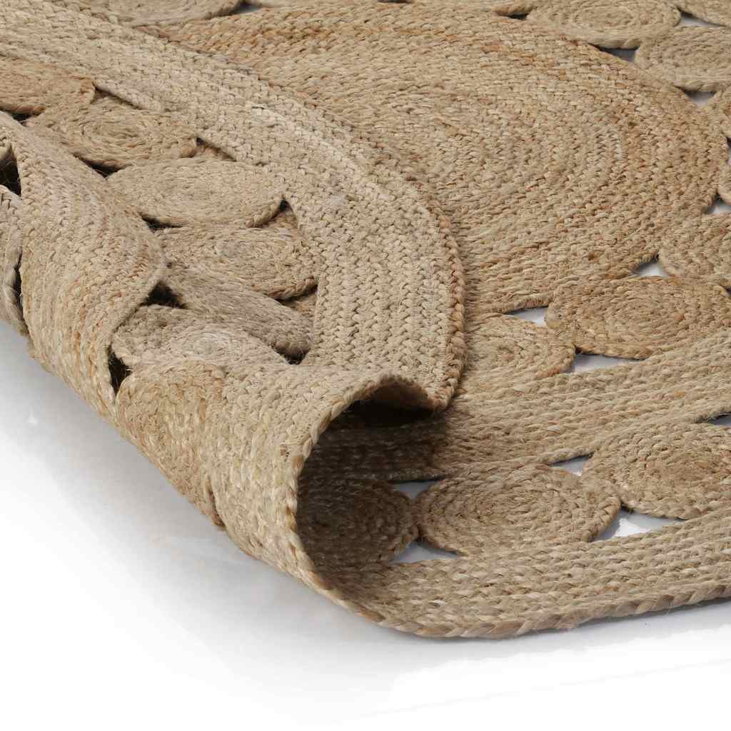 Vidaxl tæppe med design omkring 150 cm flettet jute