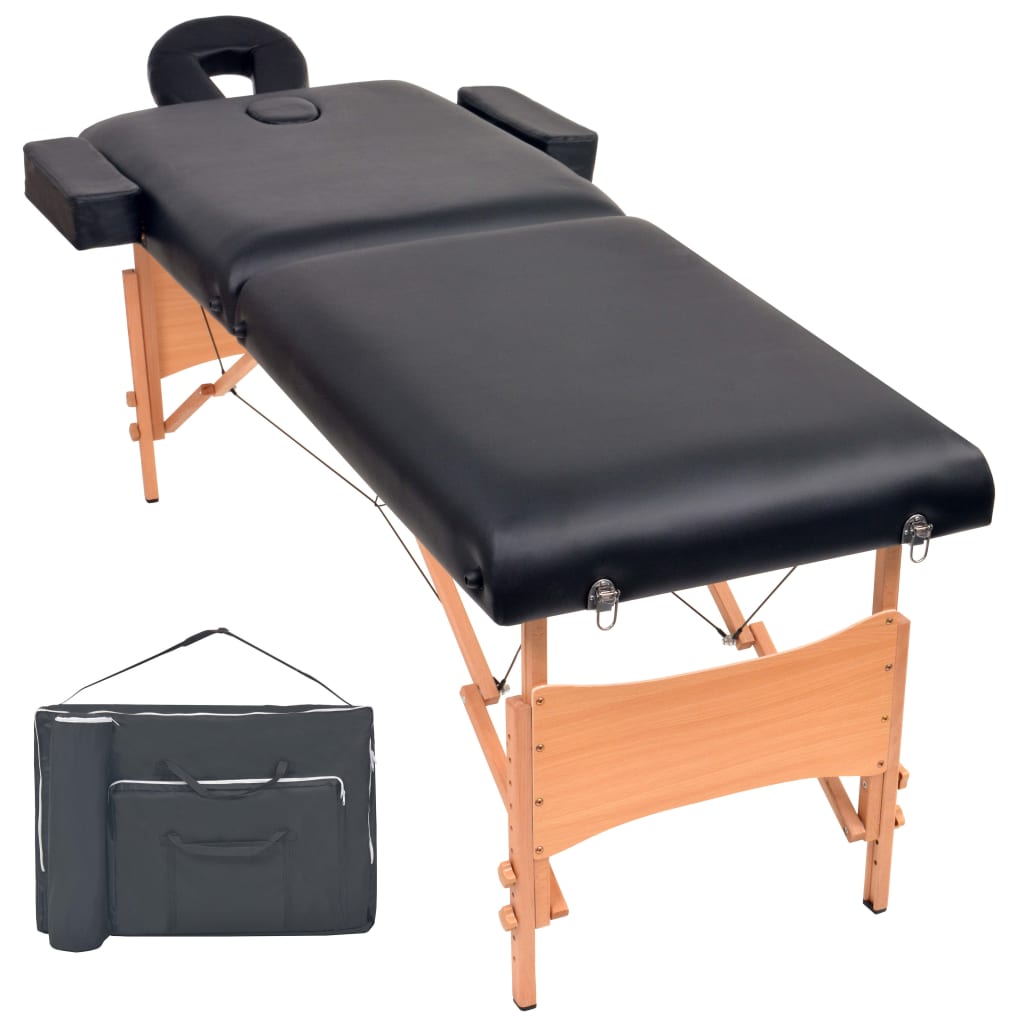 Vidaxl Massagebord sammenfoldelig 2 zoner 10 cm tyk sort