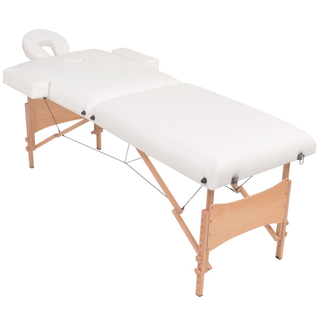 Vidaxx massagebord og skammel sæt foldbart 2 zoner 10 cm tyk hvid