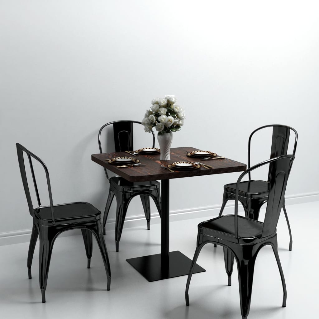 Vidaxl bistrotafel vierkant 80x80x75 cm mdf en staal donker essenkleur