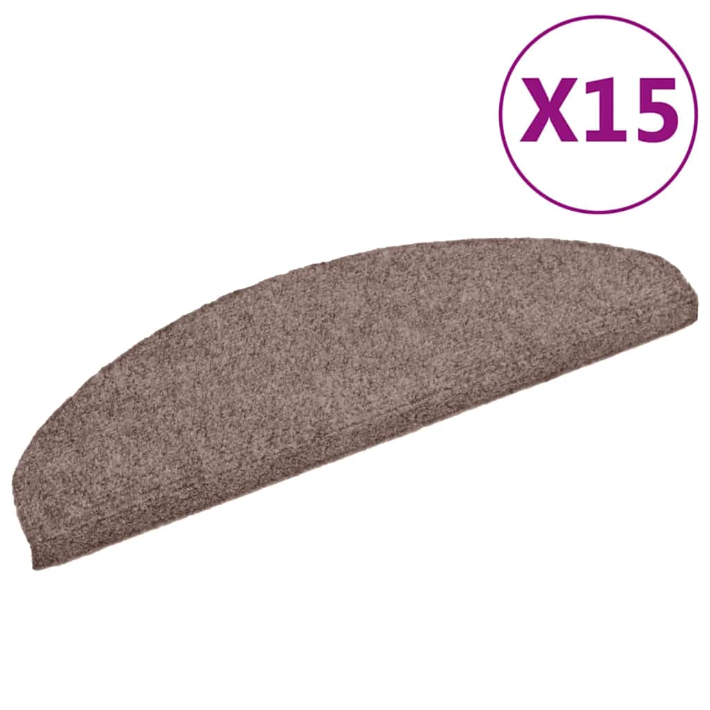 Vidaxx trappemåtter selvklæbende 15 stk 65x21x4 cm lysebrun halvcirkelformet stor