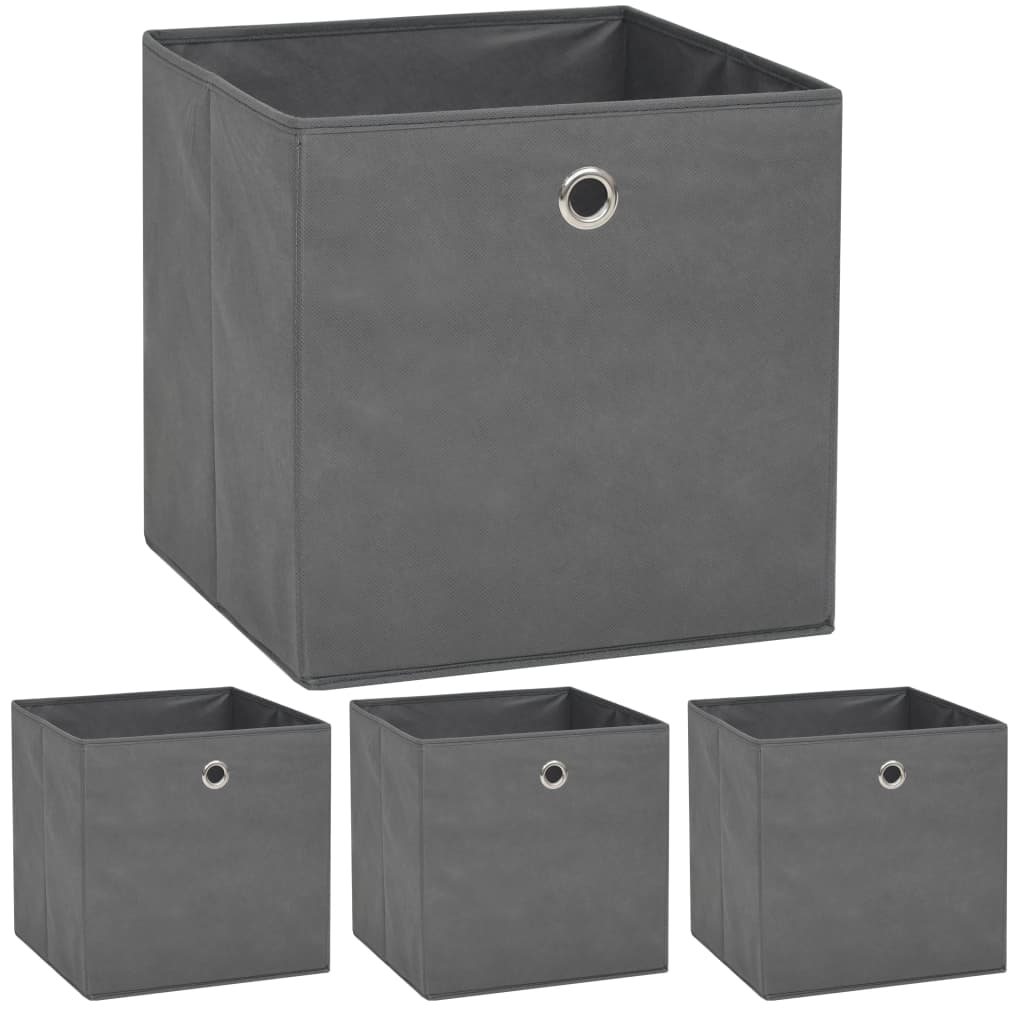 Vidaxl opbevaringsbokse 4 stk 32x32x32 cm Ikke -vævet stof grå