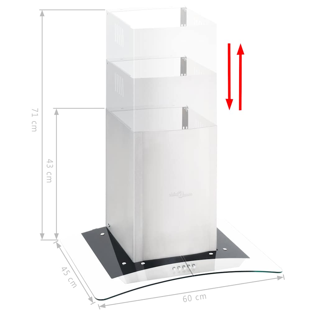 Vidaxl Wall Extractor Hood 756 m³ U LED 60 cm rustfrit stål