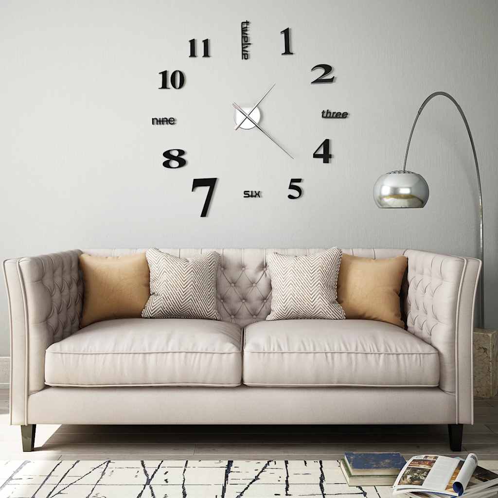 Vidaxl 3d Wall Clock 100 cm XXL Modern Black