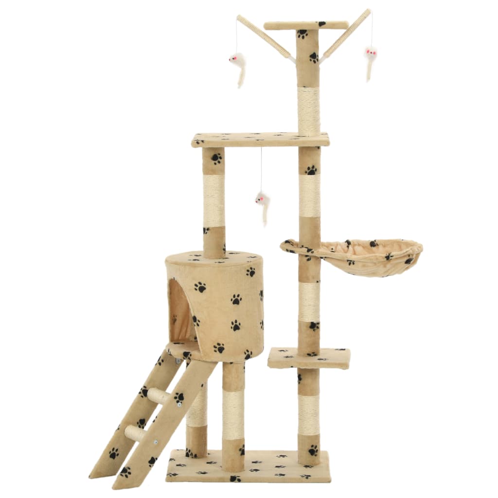 Vidaxl Cat Scratching Post med sisal skrabe poster 138 cm pootprints beige