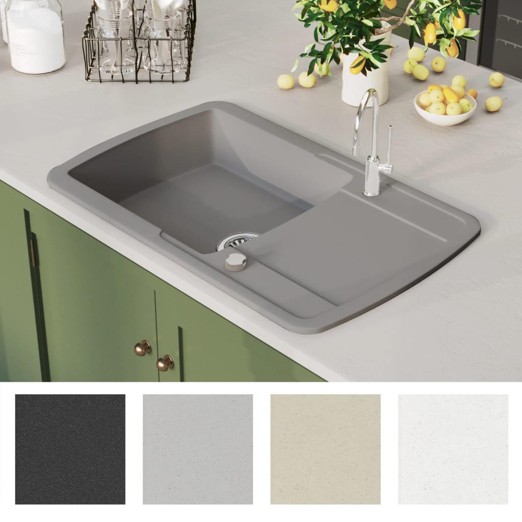 Vidaxl Sink Single Bowl med granitgrå