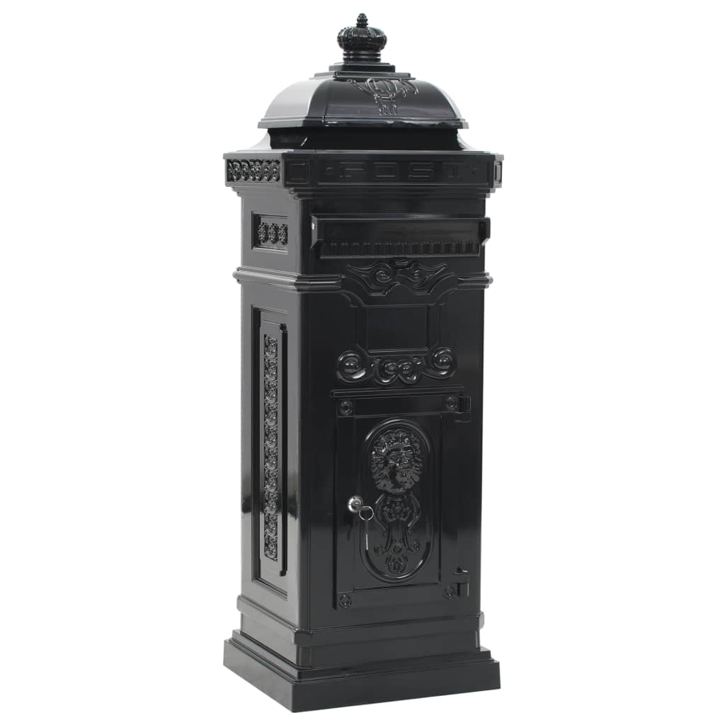Vidaxl Pilaar Mailbox Vintage Style Rust -Resistent Aluminium Black