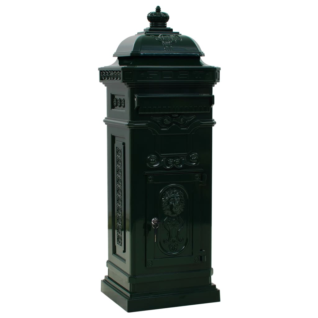 Vidaxl Pilaar Mailbox Vintage Style Rust Resistent Aluminium Green