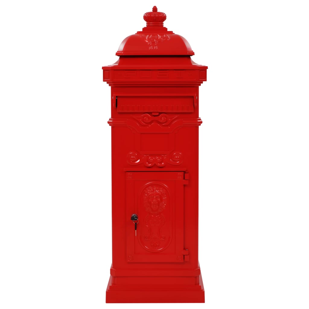 Vidaxl Pilaar Mailbox Vintage Style Rust -Resistent Aluminium Red