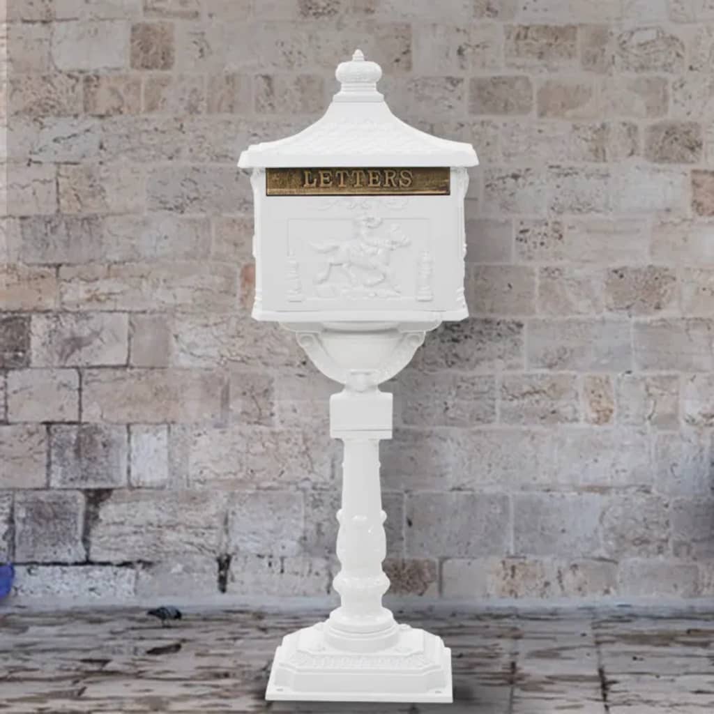 Vidaxl Standing Letterbox Vintage Style Rust -Resistent Aluminium White