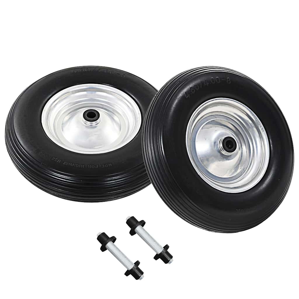 Vidaxl trillebørhjul med aksler 4,00-8 390 mm solid PU 2 STS