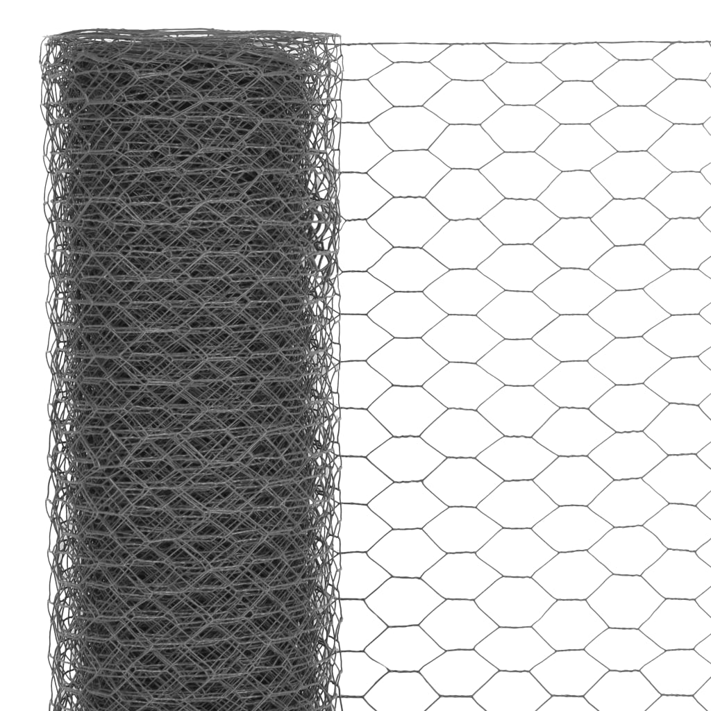 Vidaxl kyllingetråd 25x0,75 m stål med PVC -belægning grå